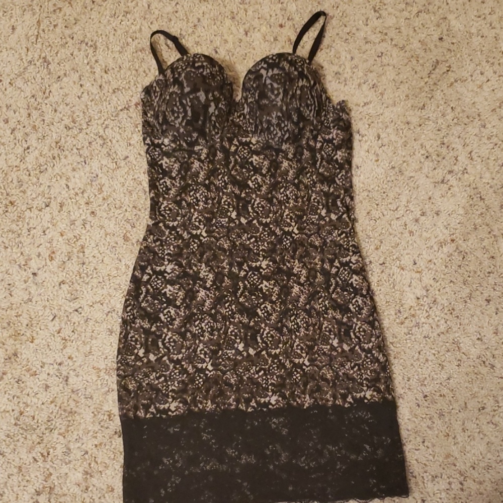 Black/Brown and Lace slip dress